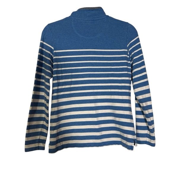 L.L. Bean Striped Rugby Pullover Henley Blue and White Size XS Preppy Cotton - Picture 2 of 9